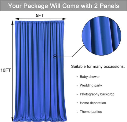 10ft x 10ft Wrinkle Free Royal Blue Backdrop Curtains for Party Stage Wedding Ceremony, Polyester Photography Backdrop Drapes Back Drop Cloth for Baby Shower,Rod Pocket Home Sliding Door Decoration