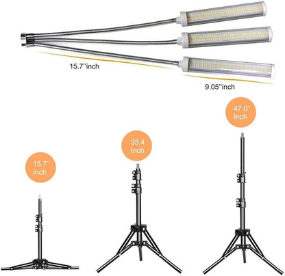 Grow Light Floor LED Grow Light with Stand, Tri-Head Sunlike Full Spectrum Plant Light for Indoor Plants,Tripod Stand Adjustable 15-47 in & 3 Modes