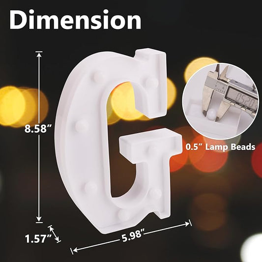 LED Marquee Sign Light Up Letters, Alphabet Light Up Letters Sign, Battery Powered LED Letter Lights for Night Light, Wedding, Birthday, Party, Christmas or Home Decor (Letter G)