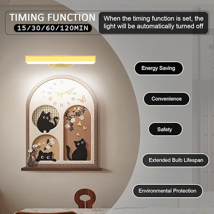 2Pack Wireless Picture Light with Remote,Battery Operated Wall Sconces for Wall Decor,3 Color Timer&Dimmable Paintings Light LED Art Display Lamp Picture Frame Light for Artwork Posters Gallery-Gold
