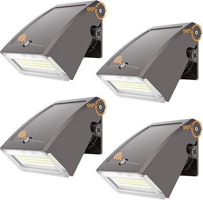 Adjustable LED Wall Pack Light with Dusk to Dawn Photocell 30W/40W/60W Selectable, 5000K Daylight, 100LM/W, 6000LM, IP65 Waterproof Outdoor Security Light for Garage, Building, Yard 4Pack