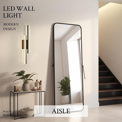 LED Wall Sconce Black Modern Remote Wall Light Fixtures for Living Room, Dimmable LED Vanity Light Indoor Remote Wall Sconce for Bedside Bedroom Bathroom Dining Room, 23.6inch 1 Pack
