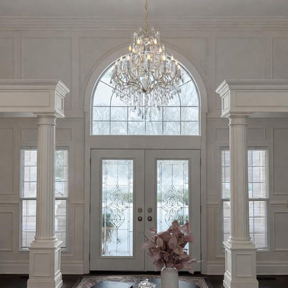 Large Gold Chandelier Light Fixtures - 24 Lights, 3 Layers Modern Crystal Chandeliers for Lobby, Foyer, Entrance Hall, Staircase