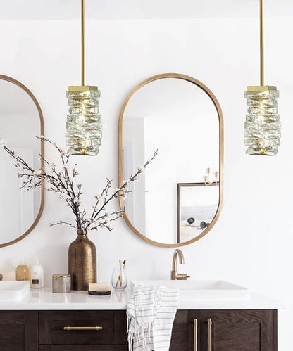 Modern Crystal Pendant Light Gold Pendant Lighting for Kitchen Island LED Rod-Hung Mini Pendant Lights Bathroom, 8W, 4000K, NOT Dimmable