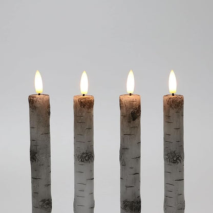 Fanna Birch Flameless Taper Candles, Real Wax Finished Flickering Battery Operated Candles with Remote Control - Batteries Included