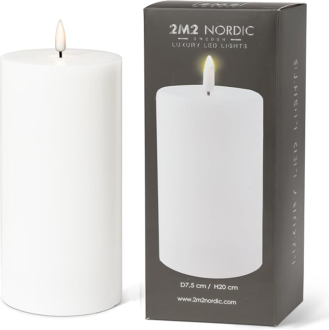 Abbott Collection Wax LED Flameless Pillar Candle - White (4x8 H)
