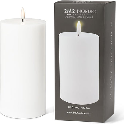 Abbott Collection Wax LED Flameless Pillar Candle - White (4x8 H)