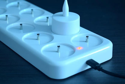【Upgraded】 CD-RC-12ST-A Rechargeable LED Electric Candles, Flameless Flickering Tea Lights, Set of 12, Amber Color