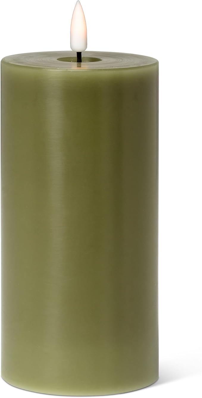 Abbott Collection Wax LED Flameless Pillar Candle - Green (3x6 H)