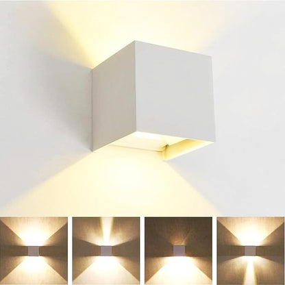 2 PCS 12W Outdoor Sconces Wall Lights LED Exterior/Interior Up and Down Lights IP65 Waterproof Modern Outdoor Lighting Fixtures Square Aluminum Exterior Wall Mount Light White 3000K Warm Lights