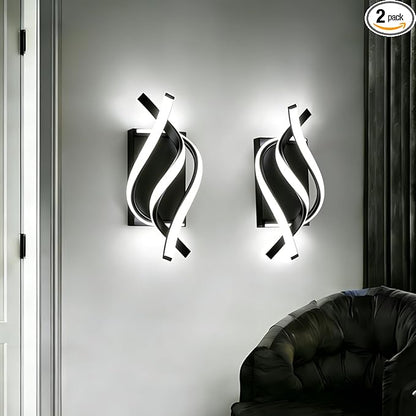 Wall Sconce of 2, Modern Wall Light Fixture Black Wall Mount Light for Mirror,Bedside, Bathroom, Bedroom, Hallway