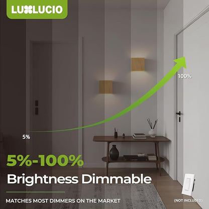 Natural Wood Grain Indoor Outdoor Up and Down Wall Sconce, 5%-100% Dimmable 18W, 5CCT (2700K-5000K), Modern Lighting for Living Room/Porch, CRI90+, 120V-277V, ETL FCC Certified