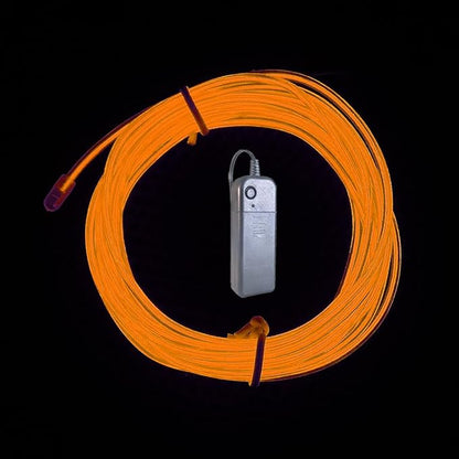 5m Orange neon Wire Flash Electroluminescence, Cutting El Wire,Used for DIY Design, Various Holiday Party Decoration. (Orange, 5m)