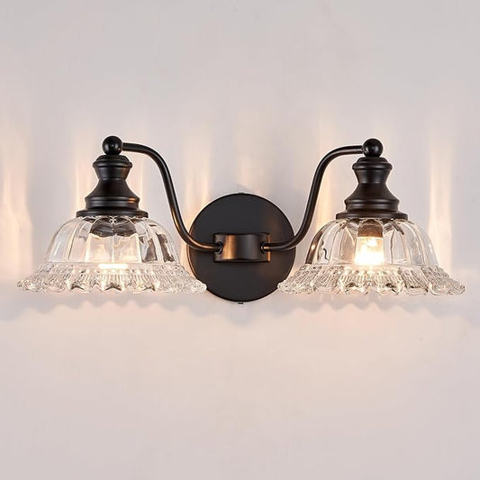XIEDUN Farmhouse Bathroom Light Fixtures Black Vanity Lights for Bathroom 2 Light Vanity Light Fixtures