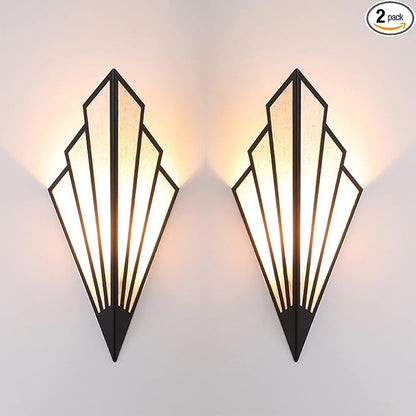 Modern Wall Light Simple Creative Wall Sconces Bedroom Aisle Living Room Wall Lamp Holder E12 Socket Art Deco Lighting Fixture Black (Bulb Not Included) (Pack of 2)