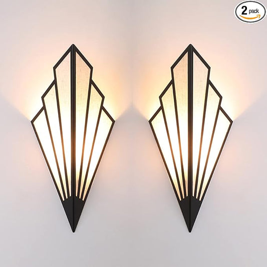 Modern Wall Light Simple Creative Wall Sconces Bedroom Aisle Living Room Wall Lamp Holder E12 Socket Art Deco Lighting Fixture Black (Bulb Not Included) (Pack of 2)