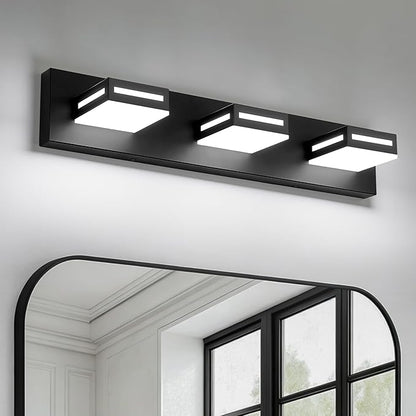LED Modern Bathroom Light Fixtures, 3-Light 24-Inch Dimmable 5CCT Adjustable Matte Black Vanity Lights for Bathroom Lighting Fixtures Over Mirror, 350° Rotatable Wall Lamp