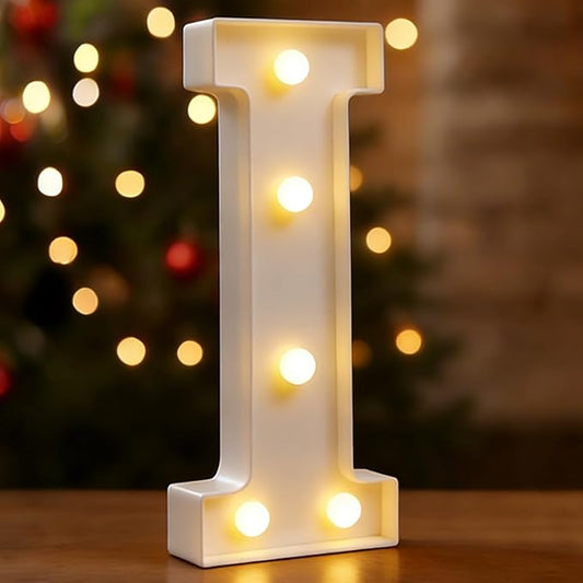 Small Led Marquee Letters, Light Up Letters, 8.58 Inch Led Letter Lights, Battery Powered Lighted Sign for Table, Party, Birthday, Christmas Decor (Letter I)