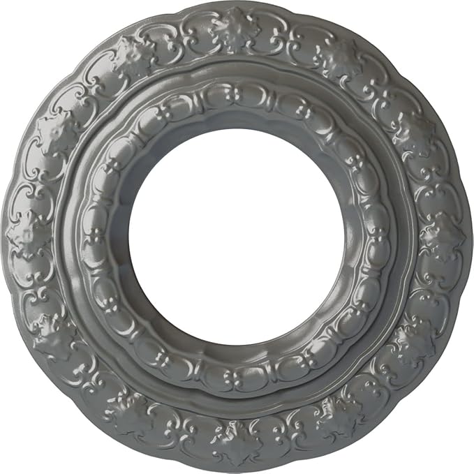 Ekena Millwork CM15LISLS Lisbon Hand-Painted Ceiling Medallion, Silver