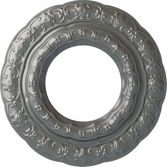 Ekena Millwork CM15LISLS Lisbon Hand-Painted Ceiling Medallion, Silver