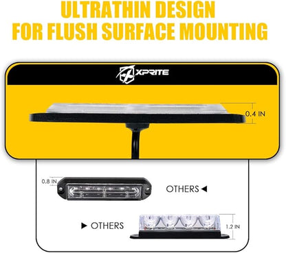 Xprite Amber 24 LED Surface Mount Strobe Lights Kit with Control Panel, Grill Grille Side Marker Flashing Emergency Warning Light Assemblies for Construction Vehicles Tow Trucks ATV UTV Vans 8PCS