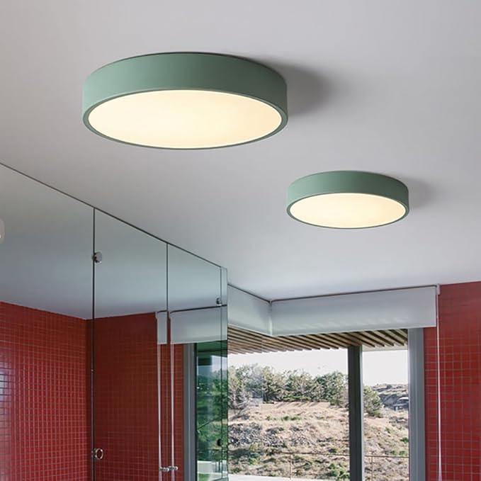 LED Ceiling Light Fixture,16 Inch Modern Round Recessed Ceiling Lights,Dimmable Light,24W Green Close to Ceiling Lighting Flush Mount Living Room Bedroom,3000K-6000K