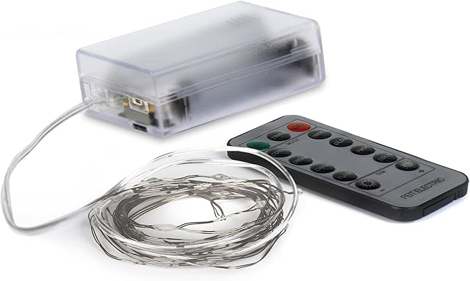 Feit Electric Fairy Light LED 6 Foot, Silver Wire Light, AA Battery or USB Powered, (6-Pack)