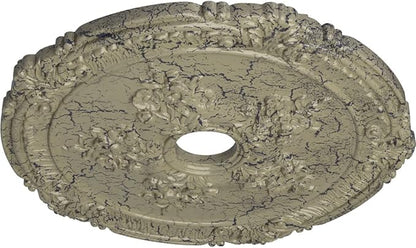 Ekena Millwork Attica with Rose Ceiling Medallion, Castle Stone Crackle
