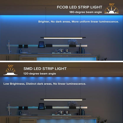 BTF-LIGHTING FCOB COB LED Strip Blue Color 5mm Width UL Listed Super Narrow Flexible Uniform Light DC12V 16.4FT CRI 90+ Dimmable LED Ribbon for Bedroom Home Indoor Decor(No Adapter or Controller)