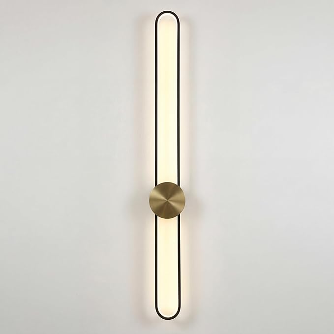 Modern Wall Sconce Dimmable 3000K/4000K/6000K LED Wall Light Fixture, Hardwired Wall Lamp for Living Room, Dining Room, Bedroom, Hallway, Lobby, Entryway (Brushed Black, 43.3inch/H110cm)