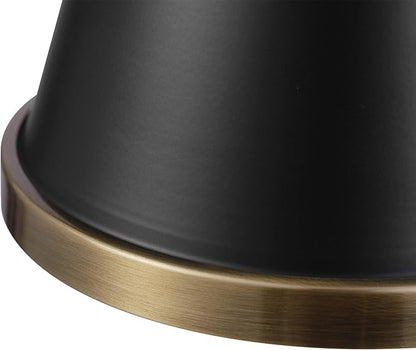 GLOBE Electric x Novogratz 65789 1-Light Semi-Flush Mount Ceiling Light, Matte Black, Brass Accent, Bedroom Lighting Fixtures Ceiling, Dining Room Fixture, Lighting for Hallway or Dining Room