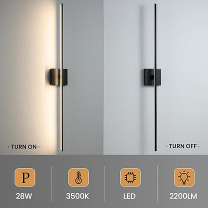 Bathroom Vanity Light Fixtures Over Mirror - 39 Inch Matte Black Vanity Lights for Bathroom 28W 3500K Dimming LED Vanity Light Bar Modern Wall Sconce Lighting for Mural