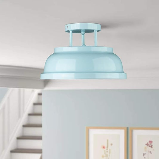 zeyu Modern Semi Flush Ceiling Light - 2-Light Ceiling Light Fixture for Living Room Bedroom Kitchen Hallway, Blue Finish, ZY29-F SF