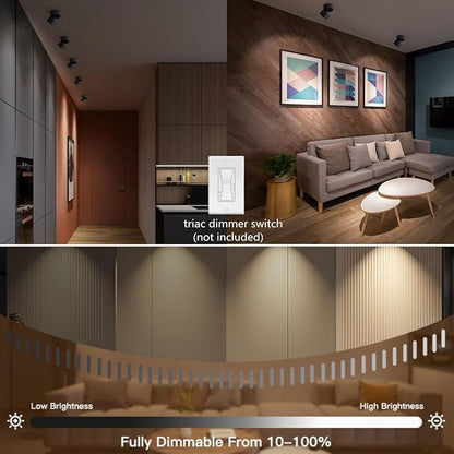Dimmable Ceiling Spotlight, 12W LED Indoor Surface Mount Downlight, Black Aluminum, 360° Adjustable, for Gallery Display Lighting(Warm Light 3000K,Black)