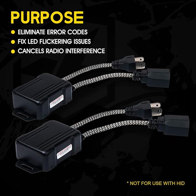 Xprite H4/9003 LED Canbus Decoder Anti Ficker Harness Error Free Resistor Capacitor for LED Headlight Bulbs, Pack of 2