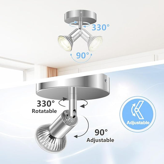 1 Light Track Lighting Spotlight, Flexible Track Lighting Fixture Ceiling, Track Light Ceiling with GU10 Base for Exhibition Hall, Corridor (Bulbs Not Included)