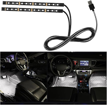 Mandark Car LED Strip Light, 24 LEDs Vehicle RGB Neon Interior Atmosphere Lamp, 12V USB Port Auto Decor Under Dash Ambient Night Light Strip Accessories, Universal for SUV, Sedan, Truck (White)