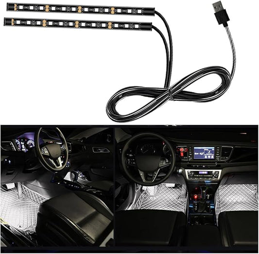 Mandark Car LED Strip Light, 24 LEDs Vehicle RGB Neon Interior Atmosphere Lamp, 12V USB Port Auto Decor Under Dash Ambient Night Light Strip Accessories, Universal for SUV, Sedan, Truck (White)