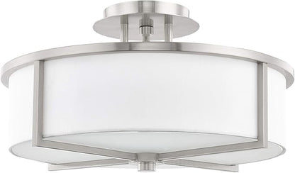 Livex Lighting 51074-91 Transitional Three Light Ceiling Mount from Wesley Collection in Pwt, Nckl, B/S, Slvr. Finish, Brushed Nickel