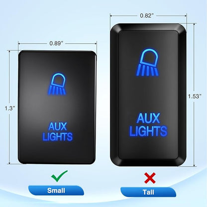 Nilight AUX Lights Push Button Switch 12V ON Off with Connector Wire Kit 1.28" x 0.87" Replacement for Toyota Sequoia Highlander Tacoma Tundra 4Runner RAVR Yaris