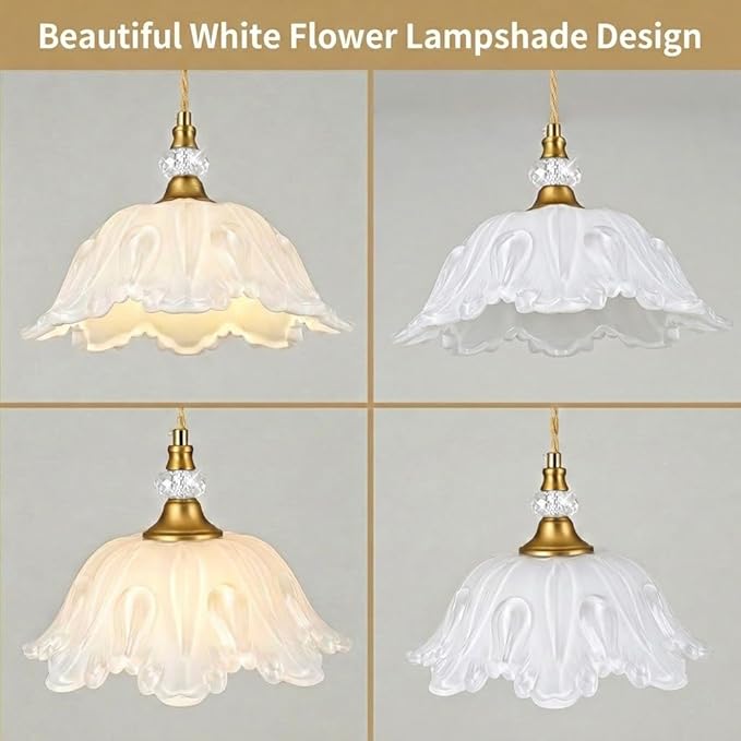 1 Piece Vintage Chandelier Light Fixtures with White Glass Shade, Matte Antique Brass Finish Pendant Light Kitchen Island, Adjustable Hanging Light for Dining Room, Hallway, Living Room, Bedroom