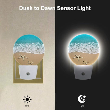 EKOBLA Ocean Plug-in Night Light, Beach Sand & Wave LED Nightlight with Dusk to Dawn Sensor, 0.5W for Women & Kids