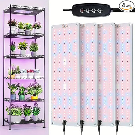 Under Cabinet Grow Light, 616 LEDs Plant Grow Lights for Shelf, with 3/9/12H Timer, 43W Full Spectrum Led Grow Light, 10 Dimmable Levels, for Seedling, Veg, Succulents -4PCS
