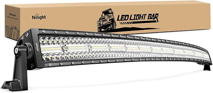 Nilight 50 Inch LED Light Bar Curved Triple Row Spot Flood Combo Work Lights 384 LED Chips High Power Driving Lighting Off Road Lights for Trucks SUV UTV ATV Truck 4x4 Boat