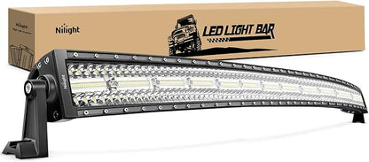 Nilight 50 Inch LED Light Bar Curved Triple Row Spot Flood Combo Work Lights 384 LED Chips High Power Driving Lighting Off Road Lights for Trucks SUV UTV ATV Truck 4x4 Boat