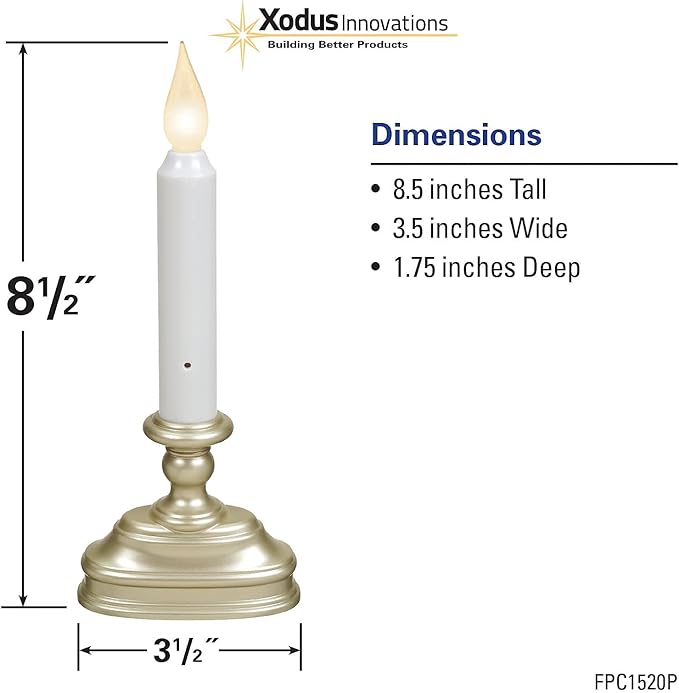 Xodus Innovations FPC1520P-R6 Battery Operated LED Window Candle with New Hot Spot Technology and Dusk to Dawn Sensor and Choice of Warm or Bright White Flame (Pack of 6)