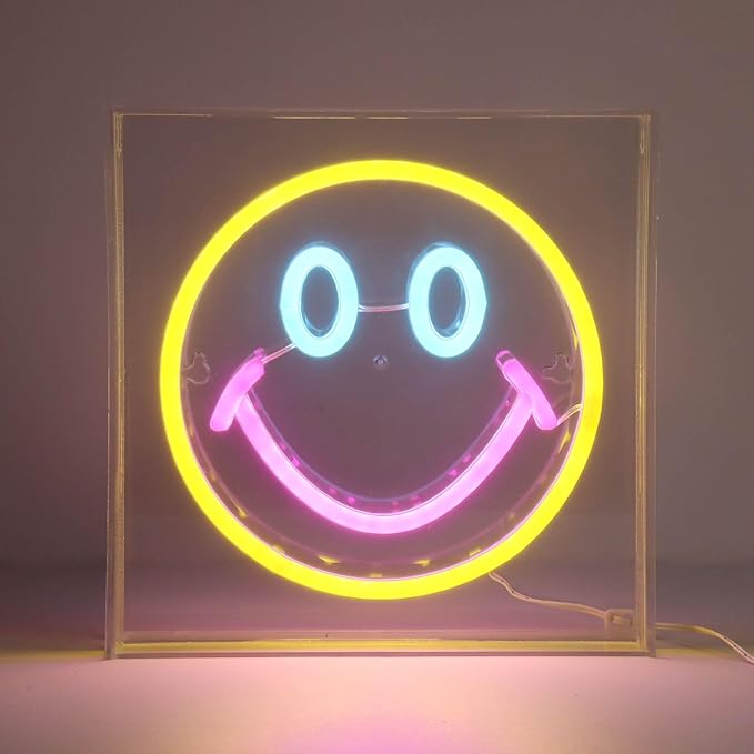 Light Up Your World! Wireless Express Neon Art Signs (5 Unique Styles) - Desktop & Wall Décor. Perfect for Bedrooms, Dorm Rooms, Office (Smile)