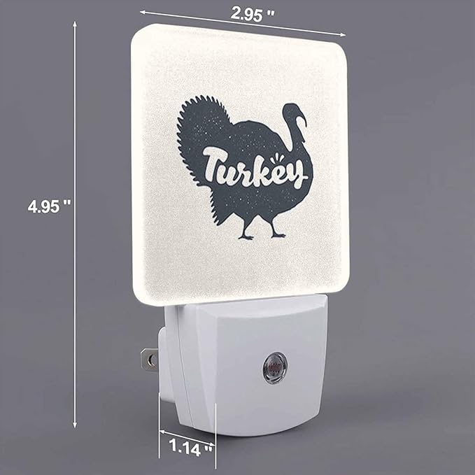 LED Night Light Plug into Wall with Dusk to Dawn Light Sensor White Energy Efficient Poultry Thanksgiving Day Turkey Nightlight for Bedroom Bathroom Hallway Living Room Kitchen
