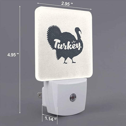 LED Night Light Plug into Wall with Dusk to Dawn Light Sensor White Energy Efficient Poultry Thanksgiving Day Turkey Nightlight for Bedroom Bathroom Hallway Living Room Kitchen