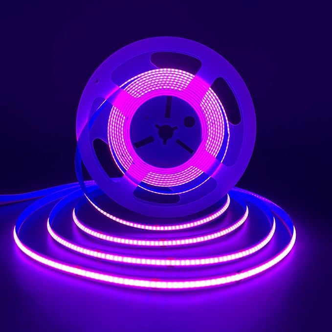 HAMRVL COB LED Strip Lights Purple,DC12V 16.4ft/5M 320leds/M CRI90 Bright Flexible LED Tape 8mm, for Indoor Home Cabinet，Bedroom,Kitchen,Stage,Backlight DIY Lighting(Without Power Supply) (Purple)